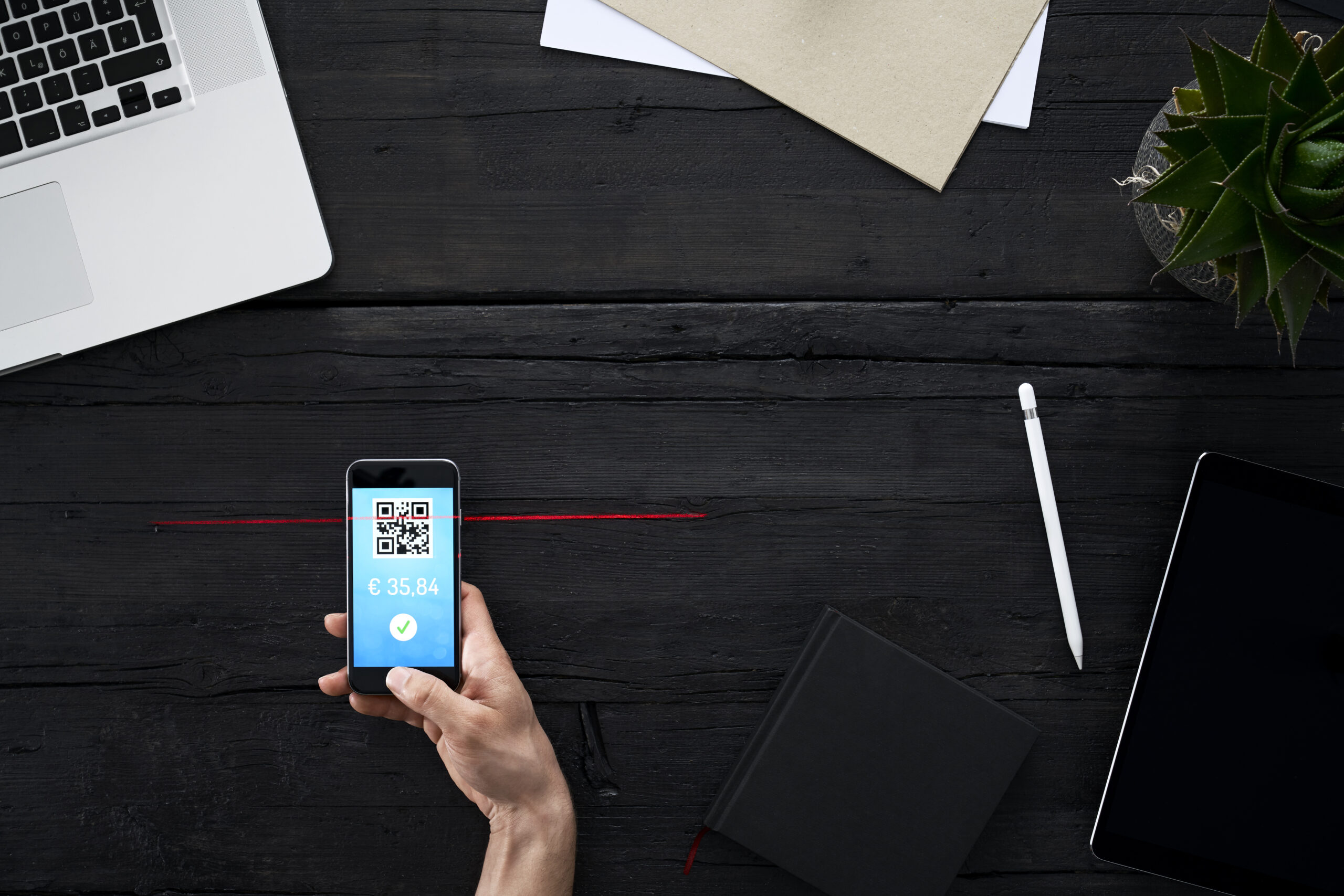 Person doing contactless payment from smartphone