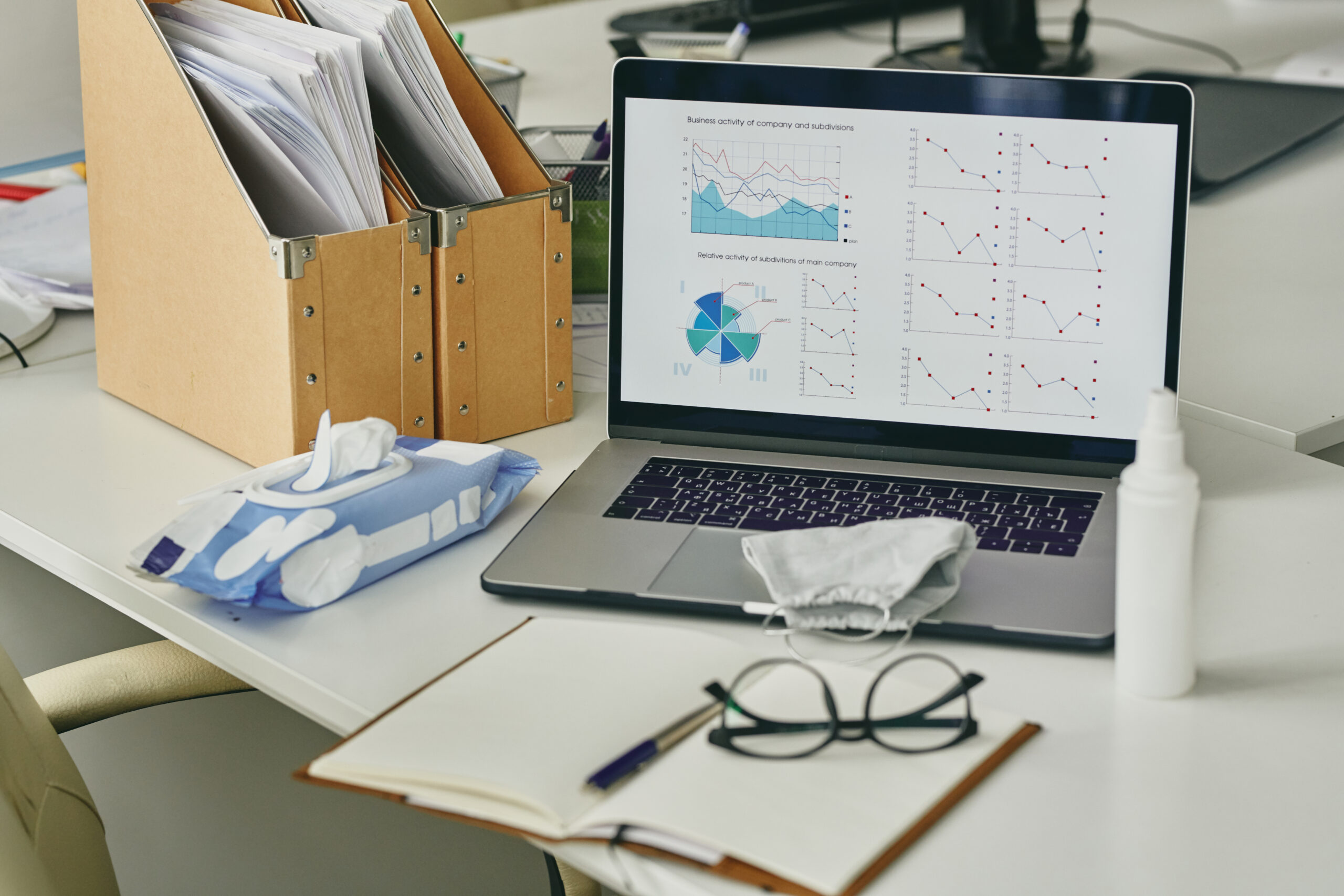 Statistics on laptop screen